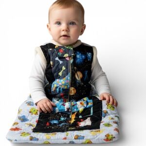 HandmadeBaby Sleep Sack 6-12 month Quilted‎ Space Planets Bears Sleeveless Warm